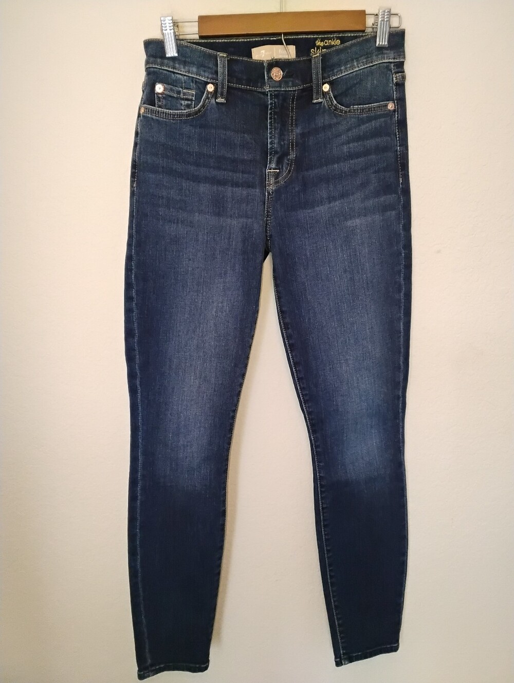 7 For All Mankind B(air) Authentic Ankle Skinny Jeans Womens 28 Dark Wash Denim